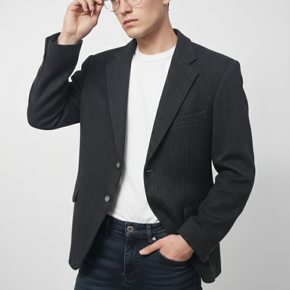 Travelsmith Blazer Men's Gray Wool Dark Academia Preppy Casual Office 40